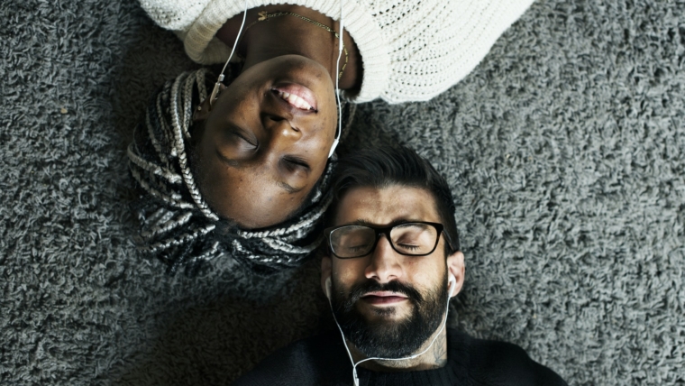 couple listening to music together