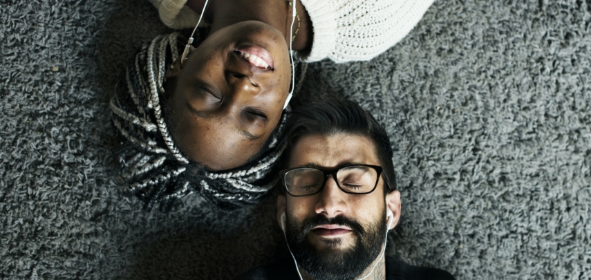 couple listening to music together