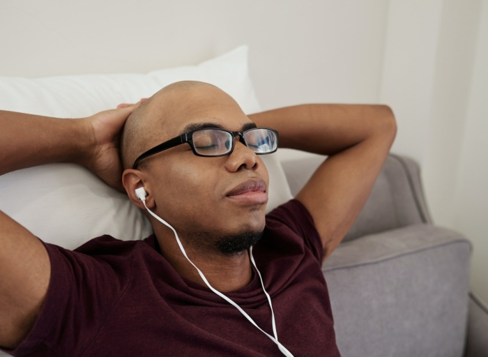 Man enjoying good music