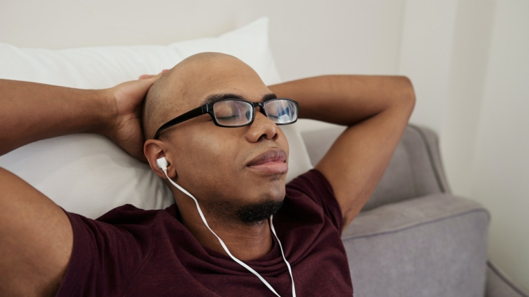 Man enjoying good music