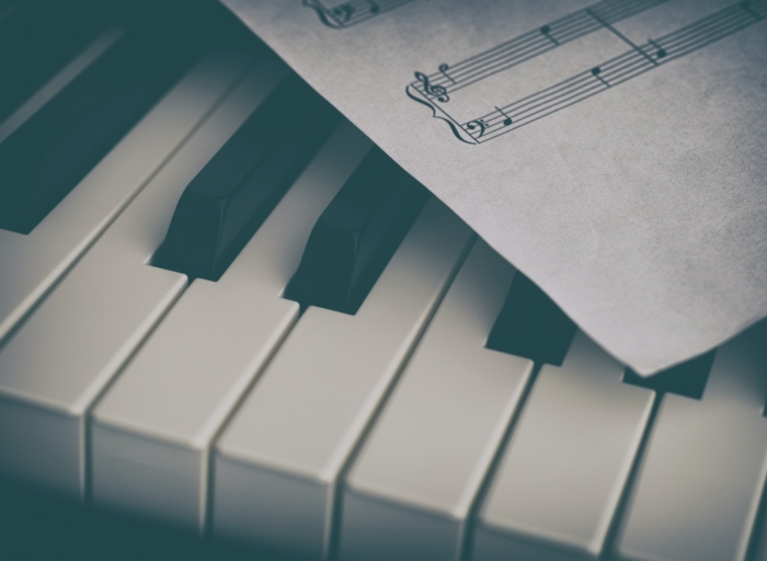 Piano and sheet music paper