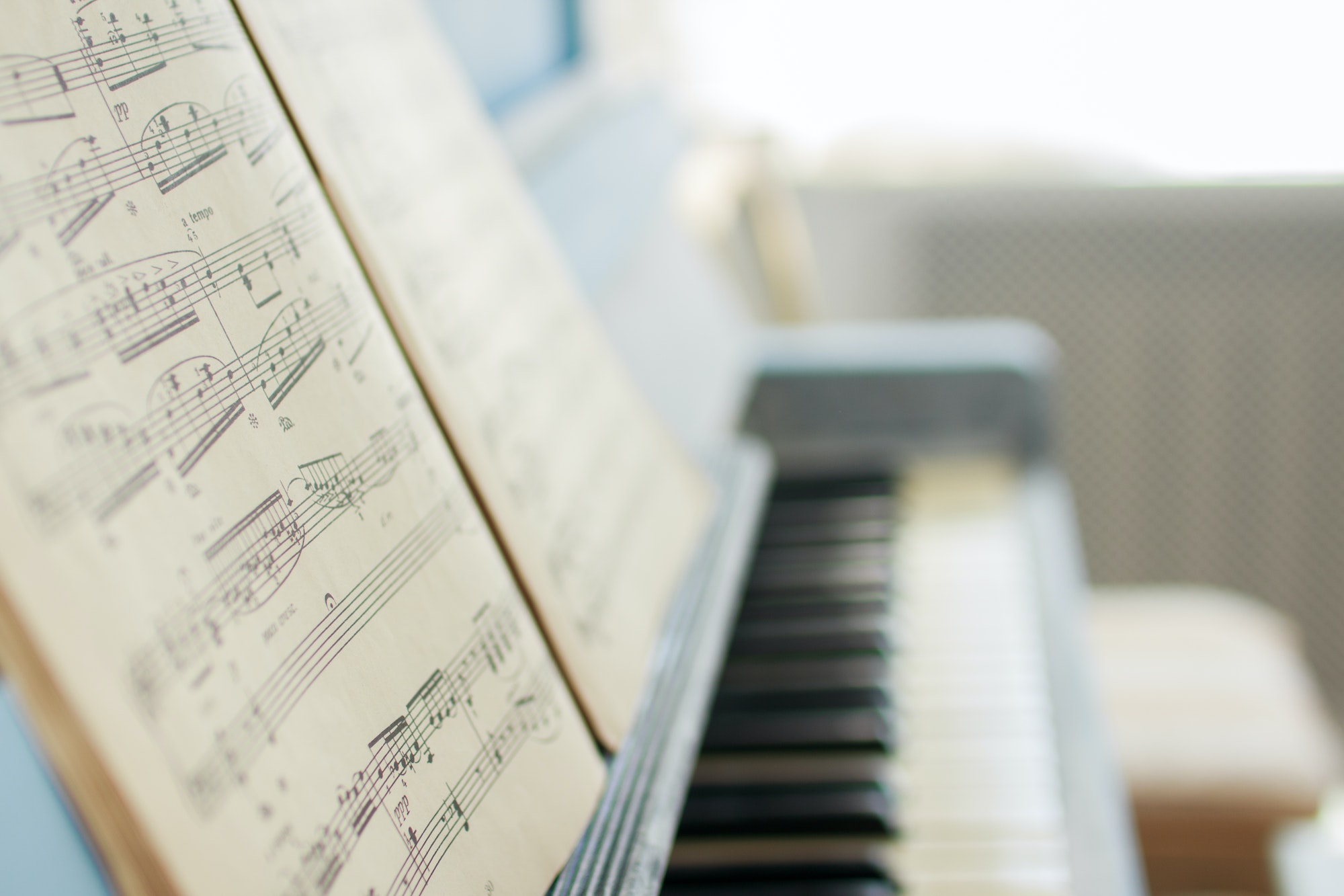 the music notes on the piano